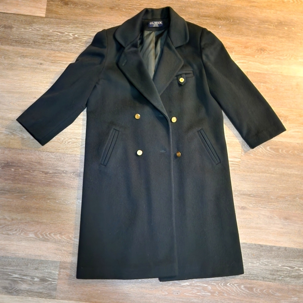 VINTAGE J.G. HOOK 100% Wool long coat Petit Large